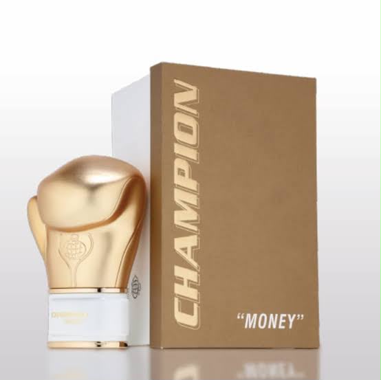 Perfume Champion Money de Fragrance World para hombre con notas de abrótano, bergamota, lavanda, benjuí, vainilla y haba tonka.