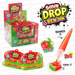 Gominolas rellenas con boli de líquido ácido sabor fresa y manzana