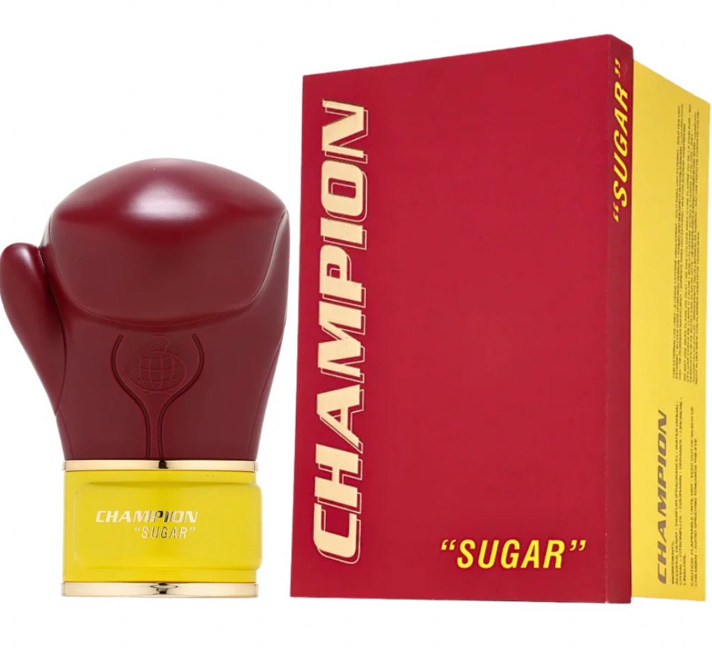 Perfume Champion Sugar de Fragrance World 80 ml con aroma fresco, especiado, ambarado y ligeramente dulce