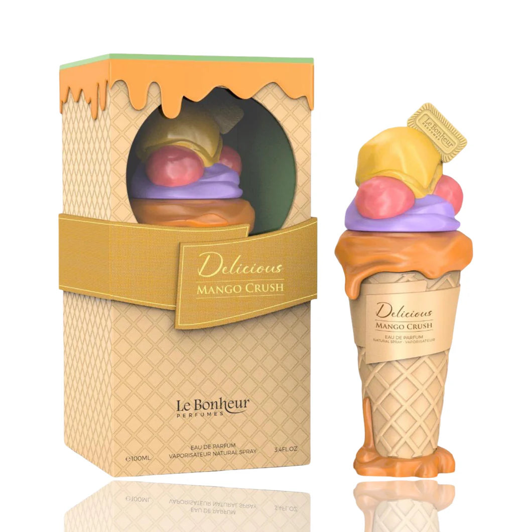 Perfume Delicious Mango Crush Le Bonheur con notas de mango, sandía, frambuesa y almizcle