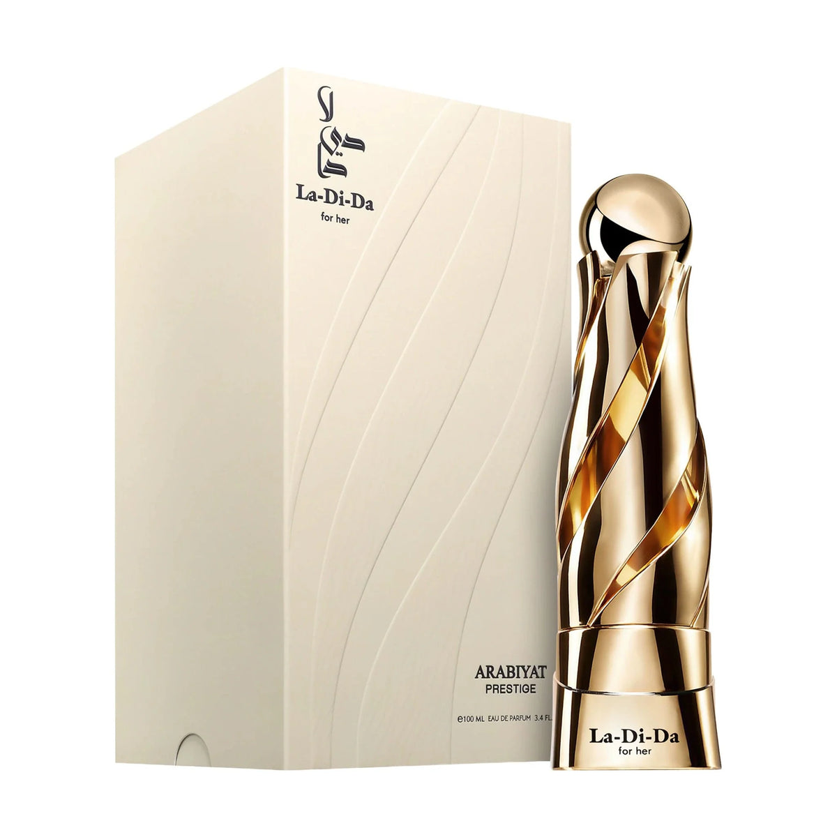 Perfume La Di Da For Her de Arabiyat Prestige 100 ml, fragancia femenina dulce y floral con frambuesa, rosa, vainilla y almizcle.