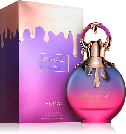 Perfume Miss Armaf Chic Armaf con notas de frambuesa, fresa, peonía, vainilla y almizcle