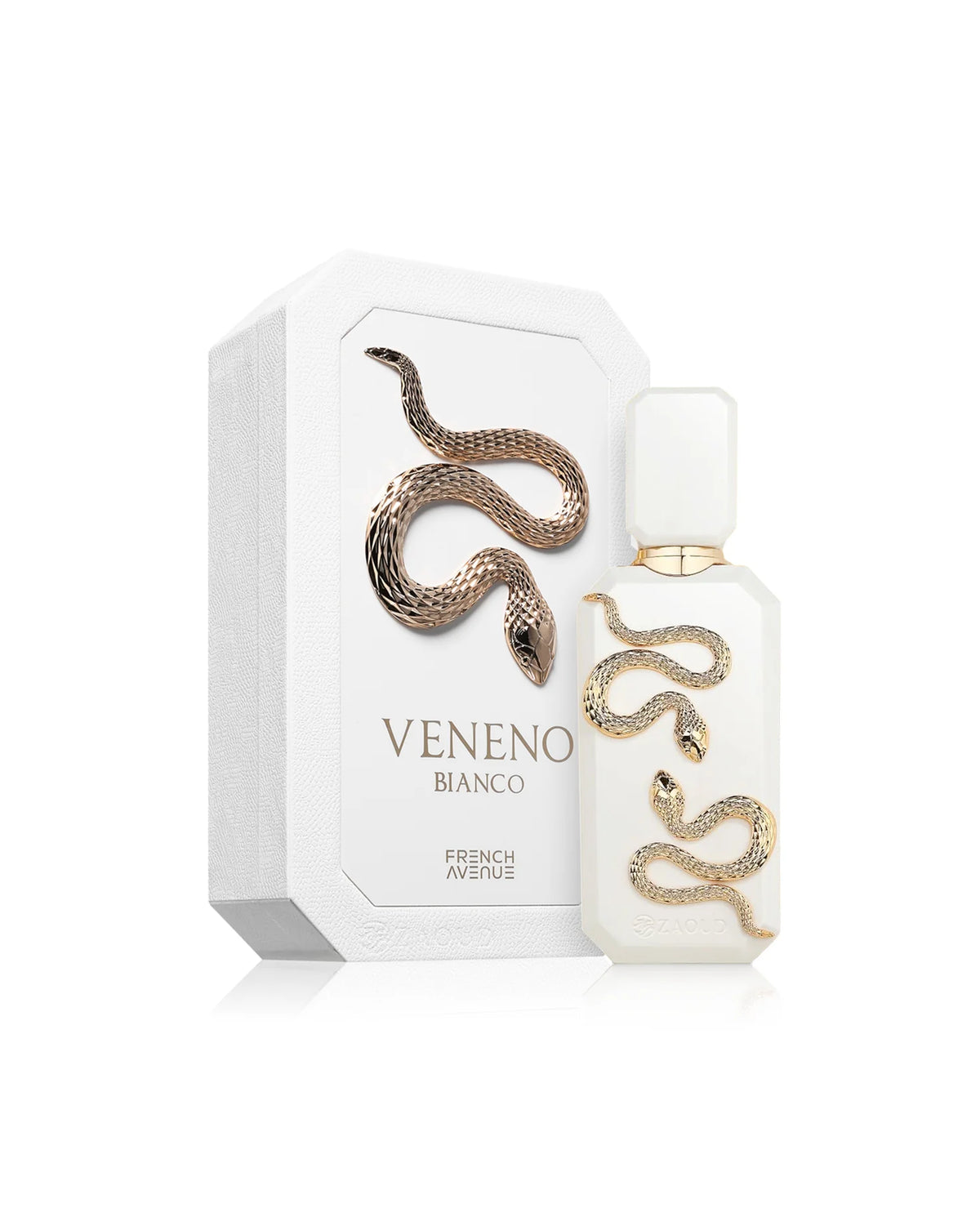 Perfume Veneno Bianco French Avenue con notas de leche, coco, vainilla y flores blancas