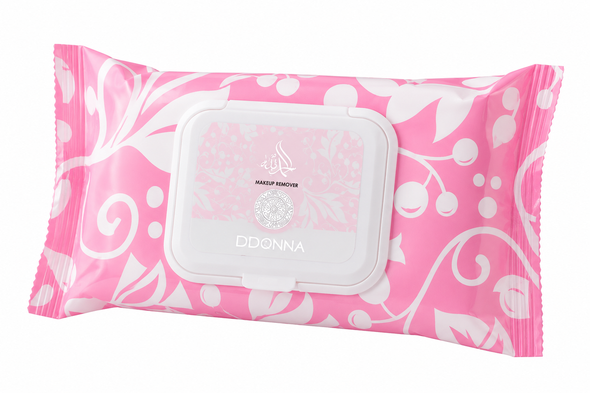 Toallitas desmaquillantes micelares Pinky de Ddonna con aroma dulce y cremoso inspirado en el perfume Yara Rosa de Lattafa.