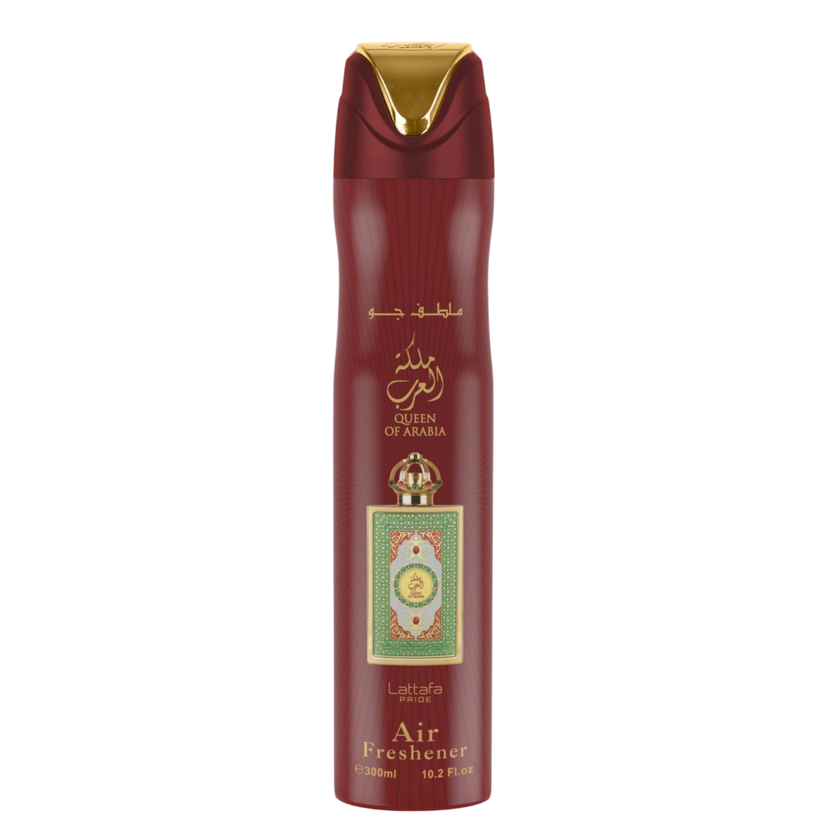 Ambientador Queen Of Arabia de Lattafa 300 ml con aroma dulce y cremoso a coco, sándalo, heliotropo, vainilla y ámbar.