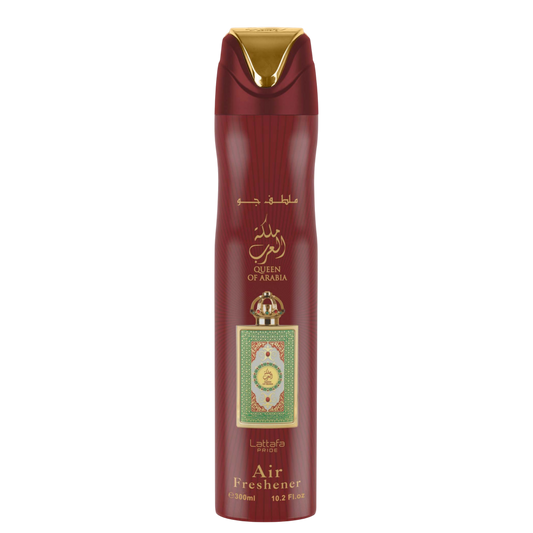 Ambientador Queen Of Arabia de Lattafa 300 ml con aroma dulce y cremoso a coco, sándalo, heliotropo, vainilla y ámbar.