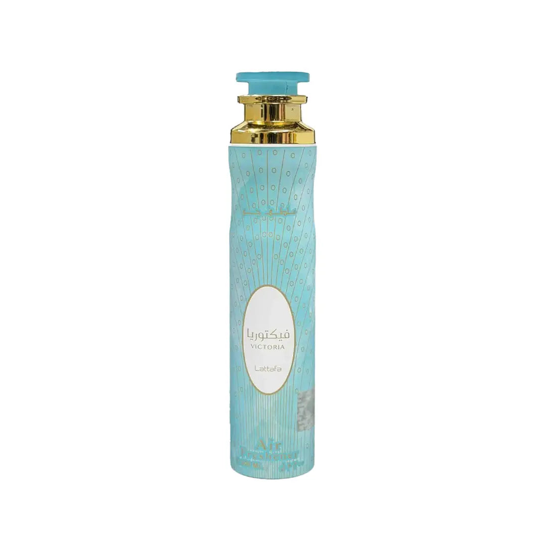 Ambientador Victoria de Lattafa 300 ml con aroma dulce a tarta de limón, merengue, neroli y vainilla.