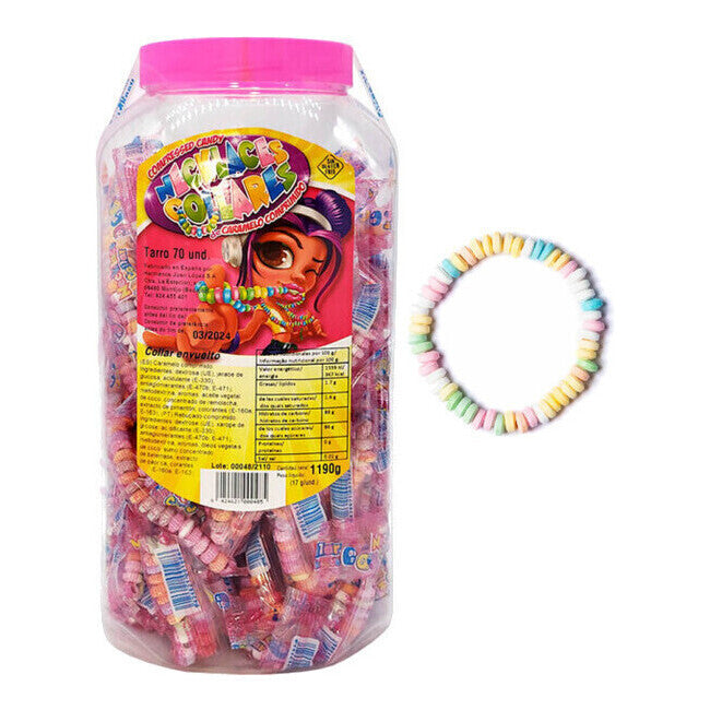 Collar de caramelos comprimidos con sabor dulce