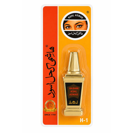 Delineador de ojos Khol Negro Hashmi Aswad en polvo fino con aplicador para conseguir una mirada intensa y definida.