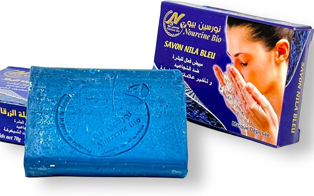 Jabón árabe de nila azul para iluminar, unificar el tono y limpiar la piel