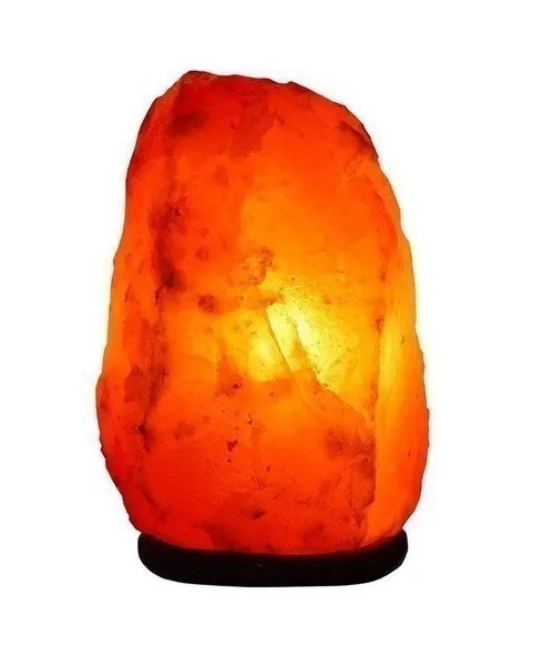 Lámpara de sal del Himalaya natural de 2 a 4 kg con luz cálida anaranjada para decoración del hogar.