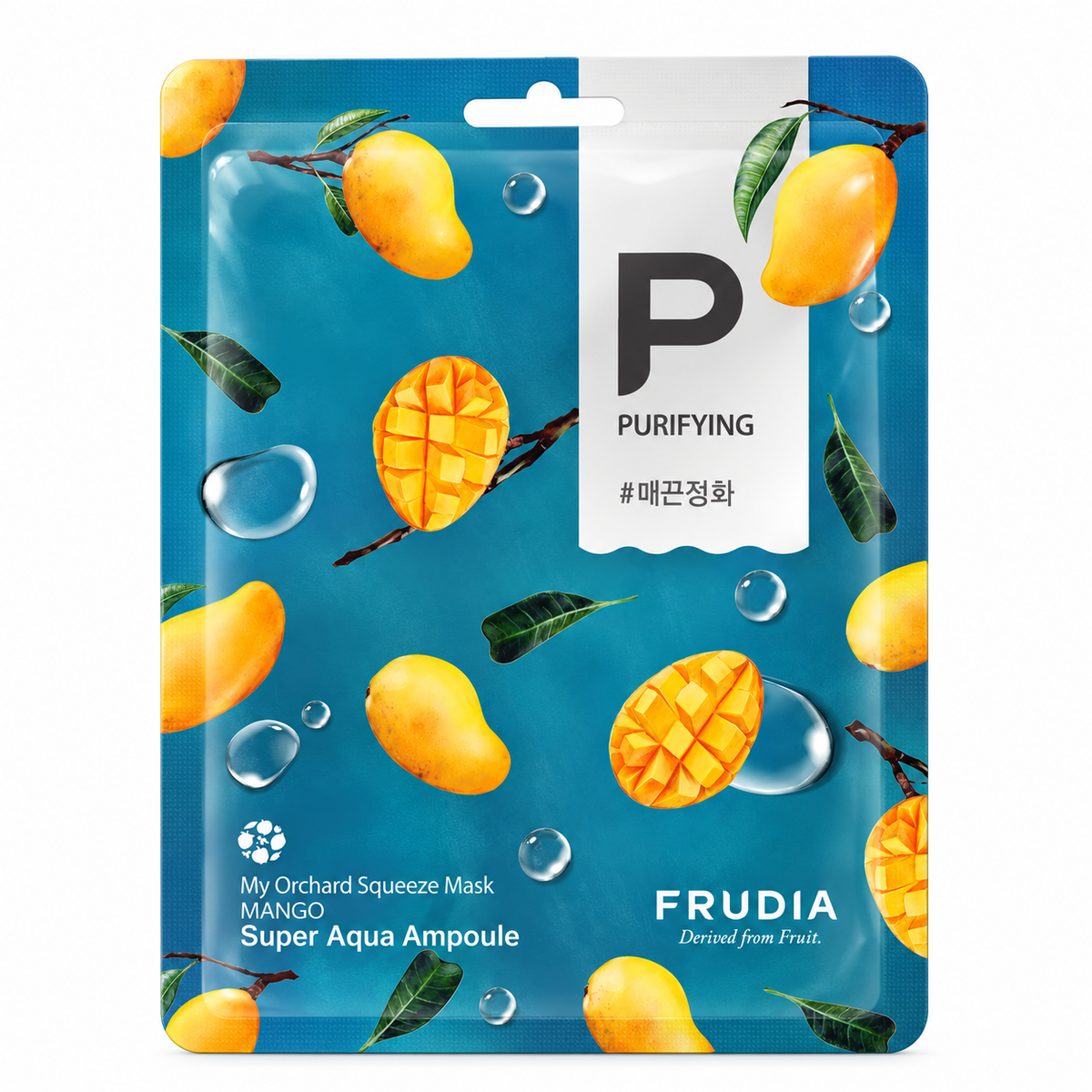 Mascarilla facial coreana Frudia My Orchard Squeeze Mask Mango, purificante e hidratante, para una piel fresca, suave y luminosa.