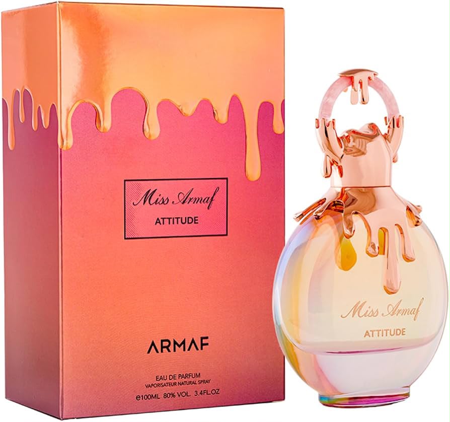 Perfume Miss Armaf Attitude de Armaf para mujer con notas de almendra, rosa, jazmín, café, vainilla y haba tonka.