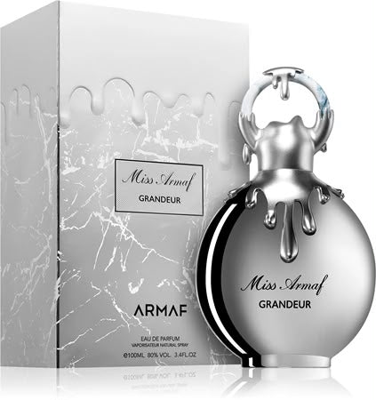 Perfume Miss Armaf Grandeur de Armaf para mujer con notas florales, bergamota, rosa, melocotón, ámbar y almizcle.