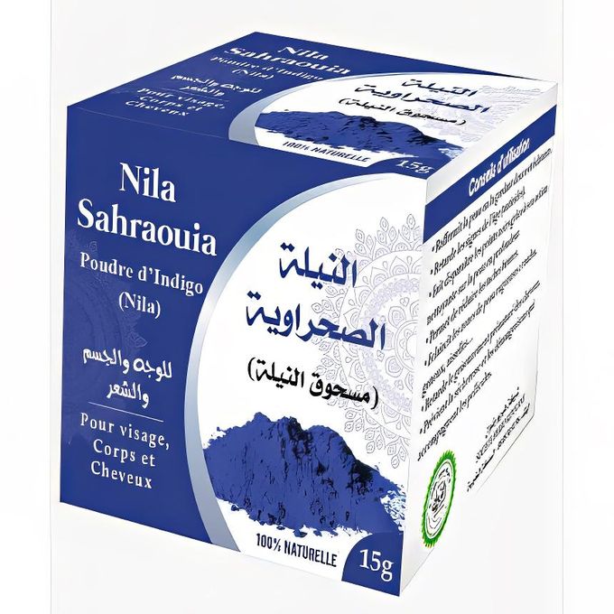 Nila árabe en polvo para cuidado facial y corporal, ilumina y unifica la piel