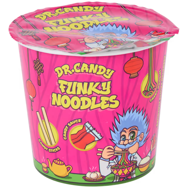 Noodles de chuches Dr. Candy Funky Noodles con fideos dulces y salsa de caramelo