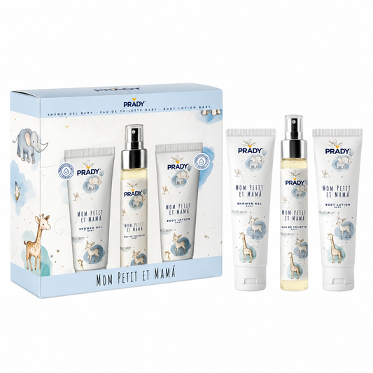 Pack Mom Petit et Mamá de Prady con colonia infantil inspirada en Petits et Mamans de Bvlgari, gel de ducha y loción corporal.
