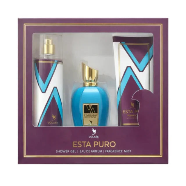Pack de perfume Esta Puro de Volaré, fragancia árabe unisex con notas cítricas, almizcle y vainilla, de aroma similar a Erba Pura.