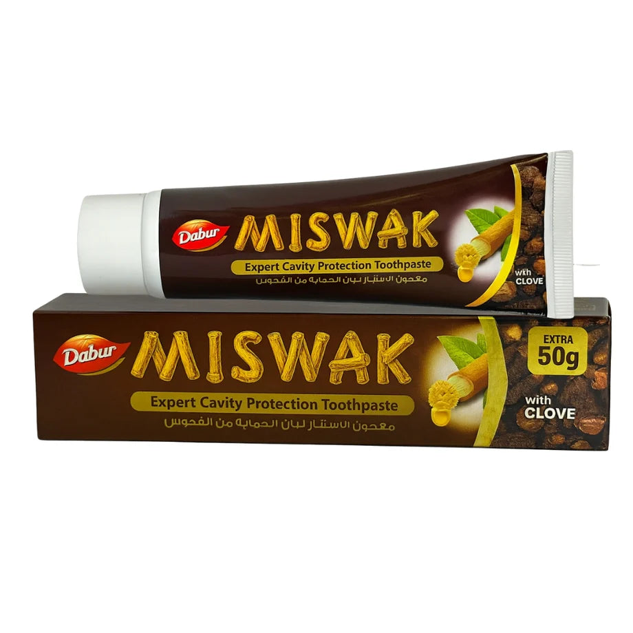 Pasta de dientes árabe Miswak Clavo 120g + 50g para higiene bucal natural con clavo