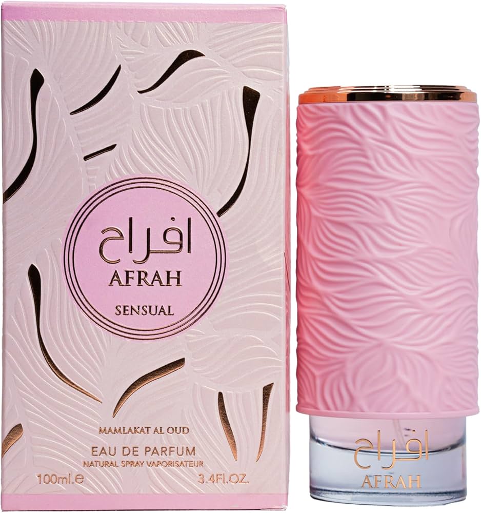 Perfume Afrah Sensual Mamlakat Al Oud con notas de lichi, frambuesa, peonía, vainilla y almizcle