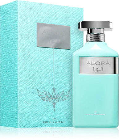 Perfume Alora Ard Al Zaafaran con notas de ciruela, melocotón, frambuesa, vainilla y caramelo