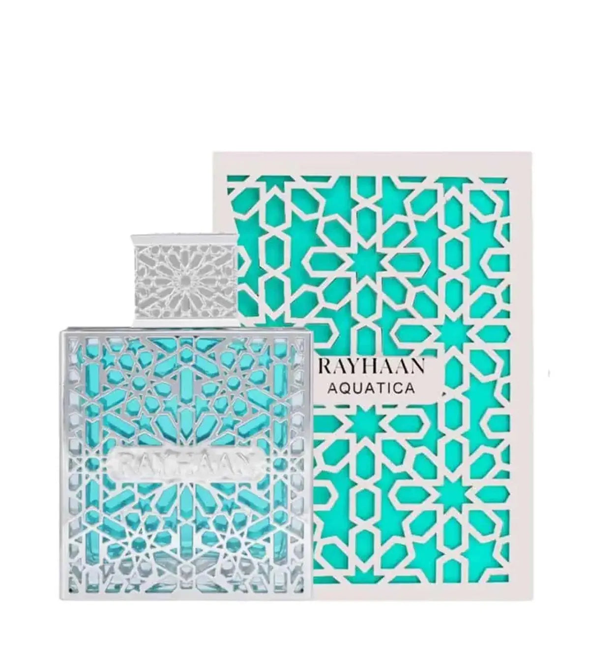Perfume Aquatica de Rayhaan con notas tropicales de coco, lima, mandarina, caña de azúcar, jazmín y almizcle.