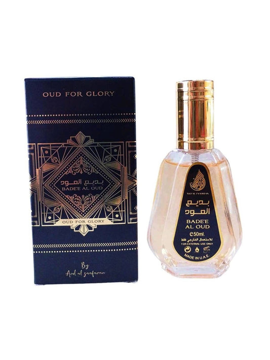 Perfume Bade’e Al Oud Oud for Glory 50 ml unisex con oud, pachulí, azafrán y almizcle