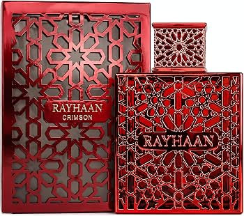 Perfume Crimson de Rayhaan para hombre, fragancia árabe especiada y avainillada con canela, cardamomo, pachulí y haba tonka.