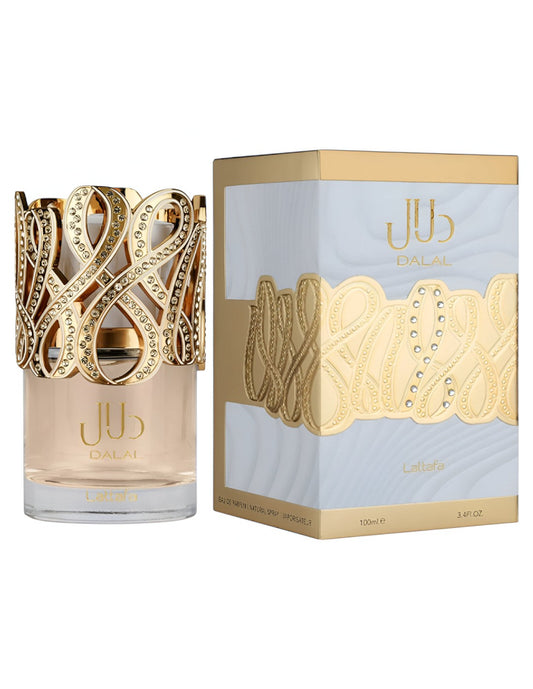 Perfume Dalal de Lattafa 100 ml con aroma dulce, afrutado, floral y avainillado