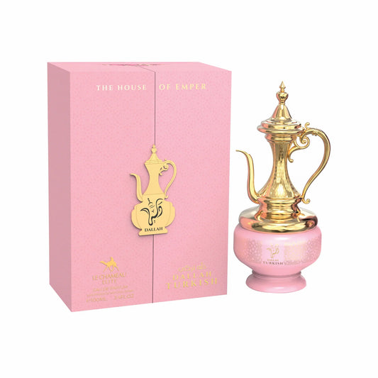 Perfume Dallah Turkish de Le Chameau con notas de pera, lichi, rosa turca, oud, incienso, ámbar, almizcle y vainilla.