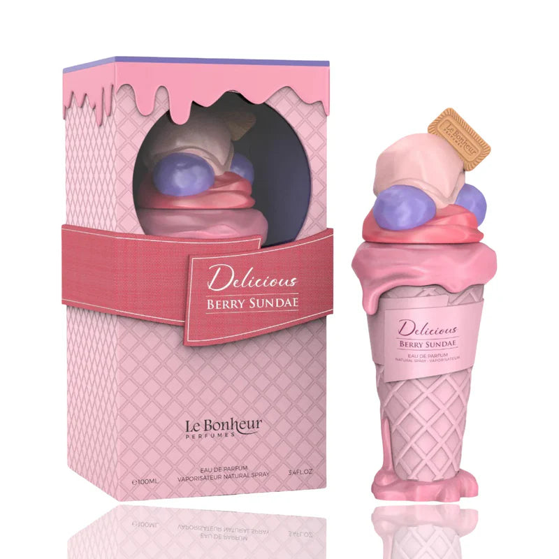 Perfume Delicious Berry Sundae Le Bonheur con notas de fresa, malvavisco, leche y vainilla