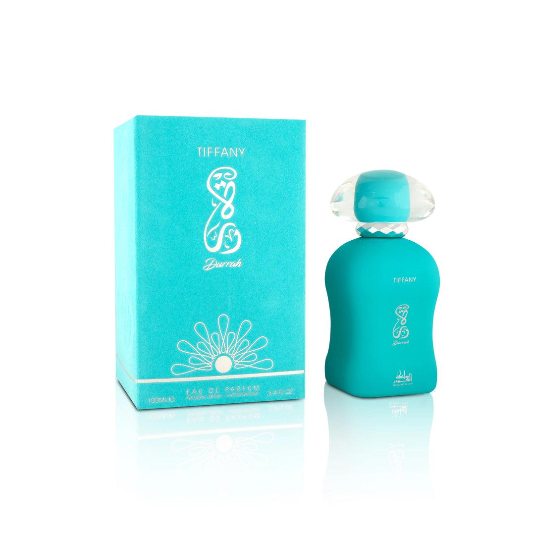 Perfume femenino Durrah Tiffany Mamlakat Al Oud 100 ml con notas florales, vainilla y pera