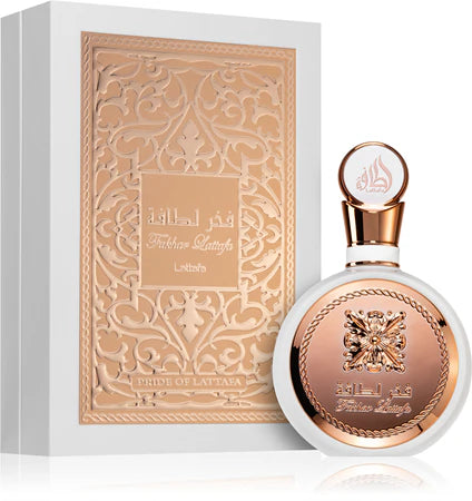 Perfume femenino Fakhar Rosé Lattafa 100 ml con notas florales, vainilla y frutas dulces