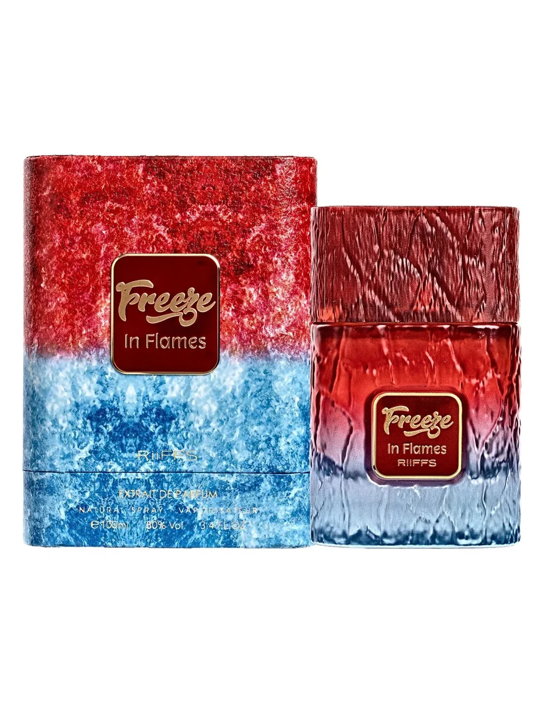 Perfume Freeze in Flames Riiffs con notas de frambuesa, manzana roja, maracuyá, menta, almizcle y cedro