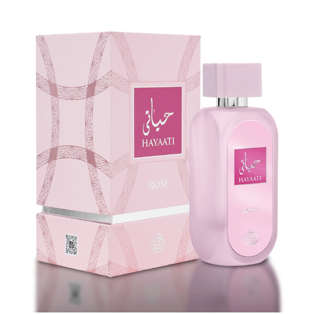 Perfume Hayaati Rose Fragance World 100ml fragancia floral dulce con rosa vainilla y almizcle