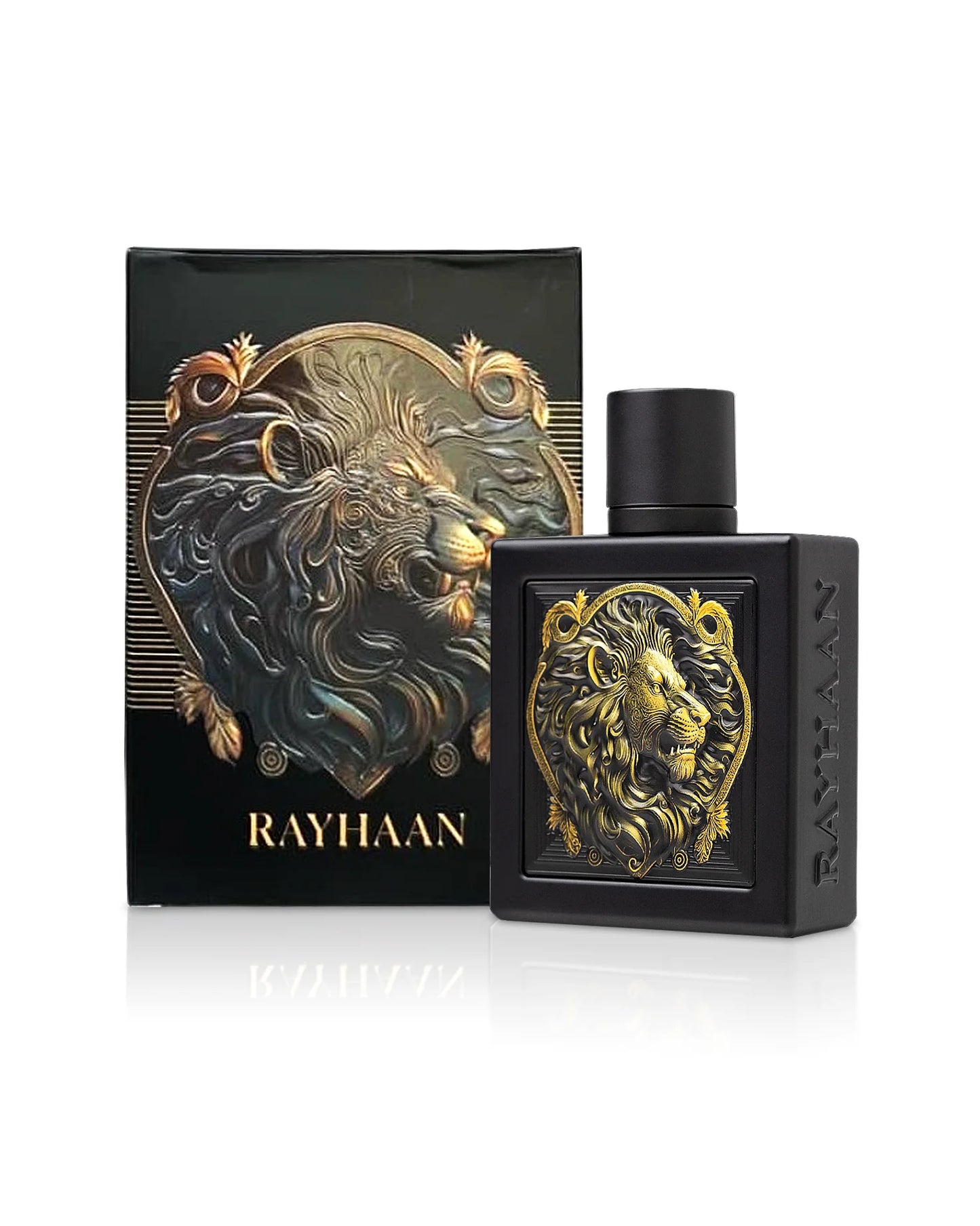 Perfume Lion Rayhaan con notas de lavanda, canela, vainilla y pachulí