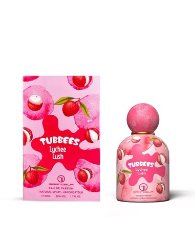 Perfume femenino Lychee Lush Tubbees 50 ml con notas de lichi, vainilla y frutos rojos