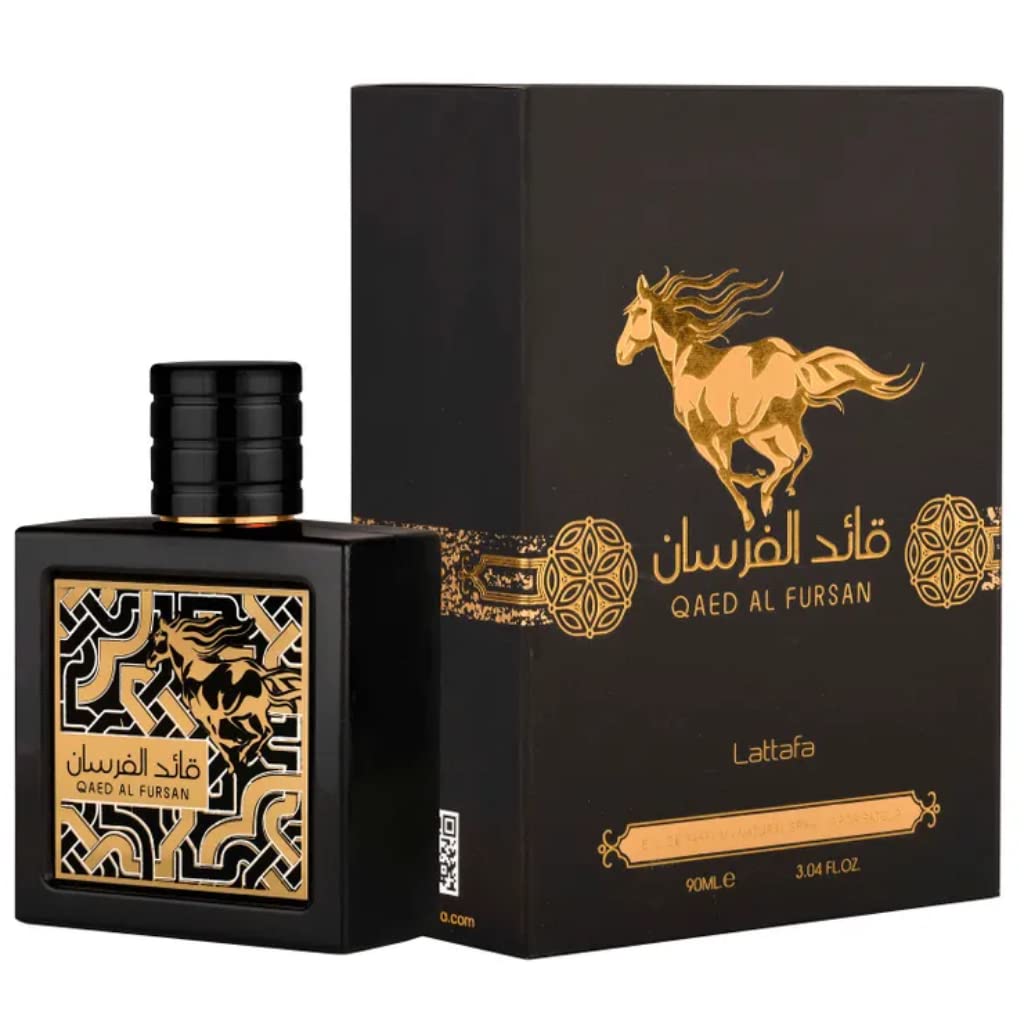 Perfume Qaed Al Fursan Lattafa 90 ml fragancia masculina afrutada amaderada con piña y oud
