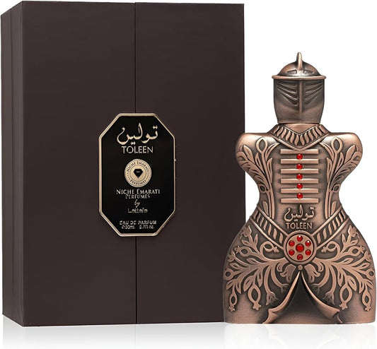 Perfume Toleen Lattafa Niche Emarati con notas de rosa, pera, ámbar y almizcle