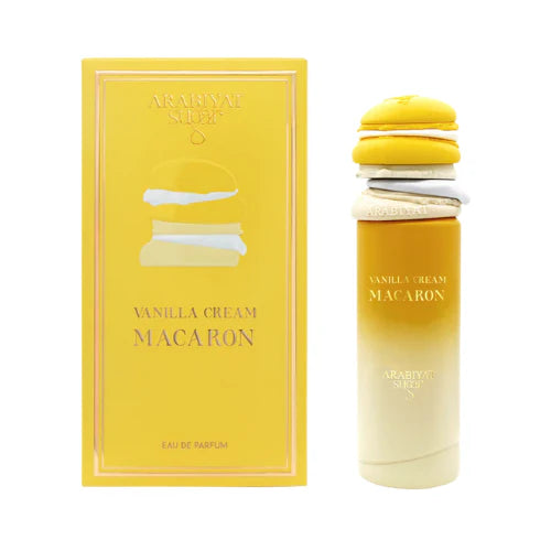 Perfume Vanilla Cream Macaron Arabiyat Sugar con notas de banana, crema chantilly y crema pastelera
