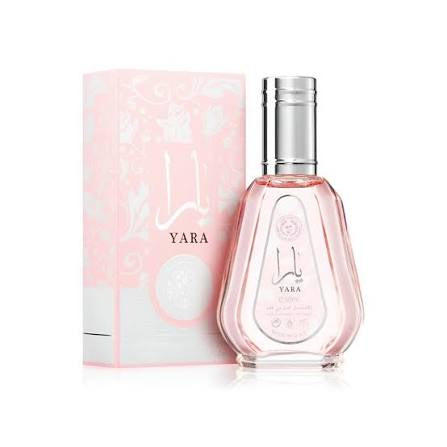 Perfume Yara Rosa Lattafa 50 ml para mujer con vainilla, frutas tropicales, orquídea y almizcle