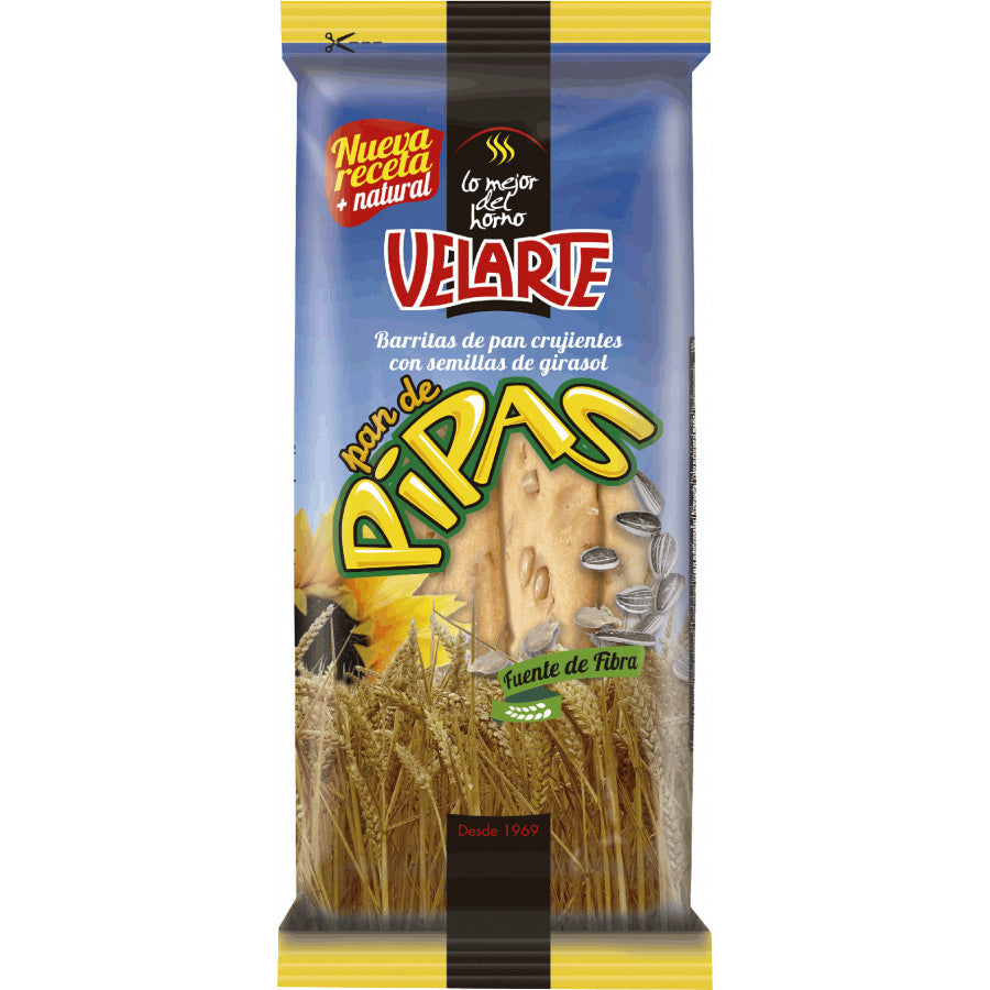 Rosquilletas (palitos de pan) con pipas Velarte 50 g crujientes y sabrosas