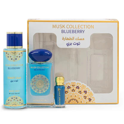 Set Regalo Musk Collection Blueberry Gulf Orchid con perfume, bruma corporal y aceite perfumado concentrado