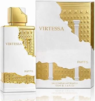 Perfume Virtessa de Riiffs para mujer con notas de mandarina, grosellas negras, pimienta rosa, gardenia, sándalo y ámbar.